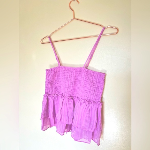 BCBGMaxAzria Purple Pleated Organic Linen Blouse NEW - Picture 3 of 4